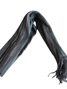 Striped Knit Scarf in Charcoal with Subtle Multicolor Stripes